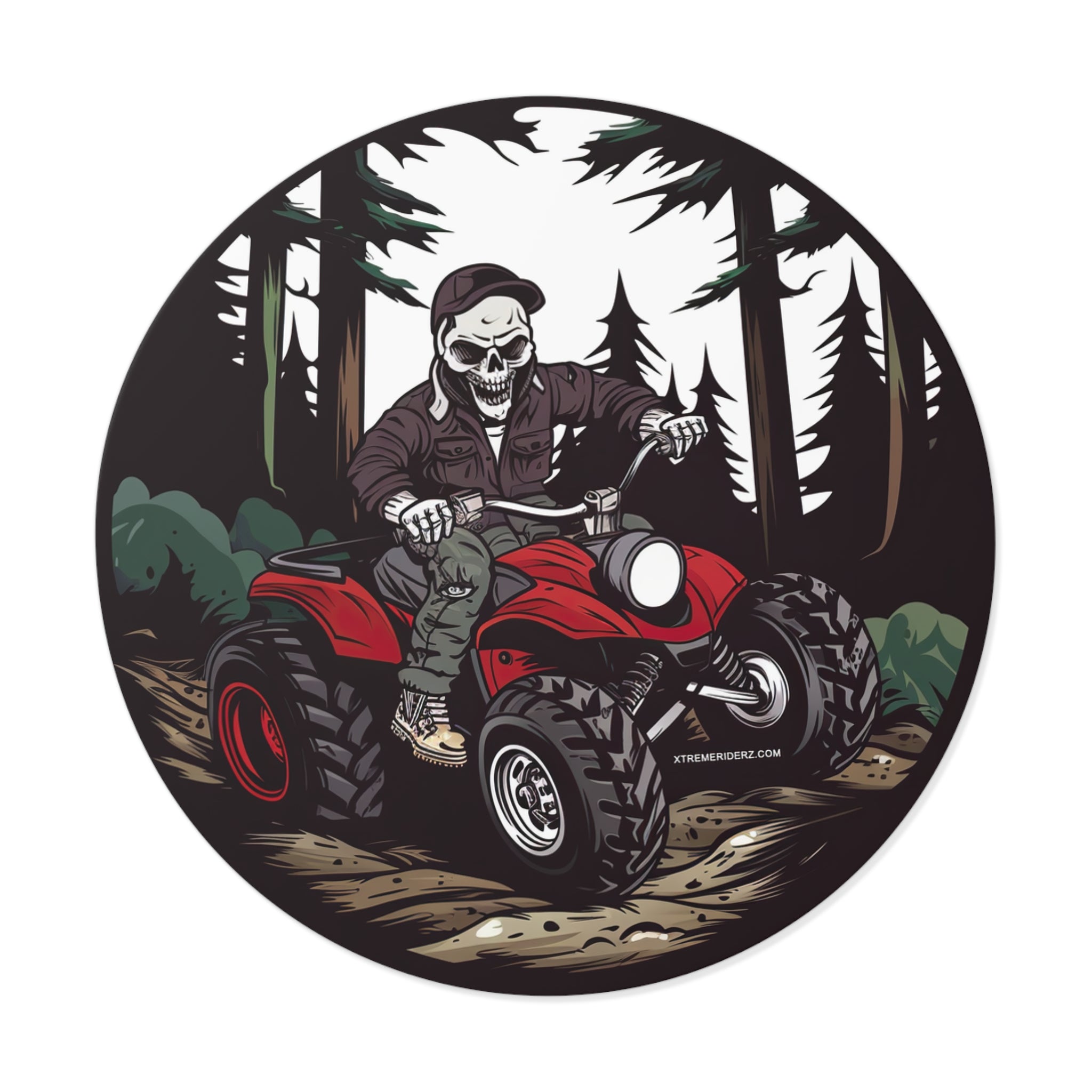Skeleton on ATV- Xtreme Riderz- Round Vinyl Stickers